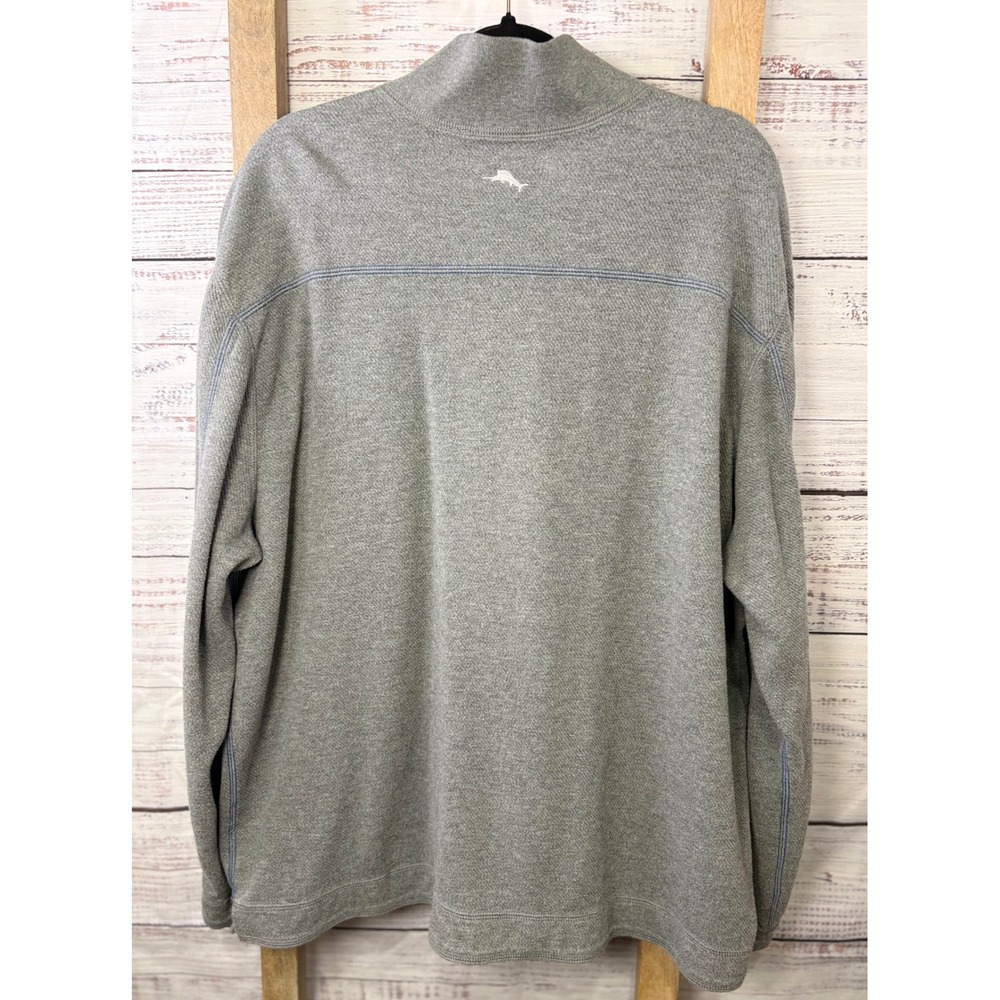 Tommy Bahama Mens 2XL Reversible Quarter Zip Pullover Gray Striped Sweater - Picture 6 of 13